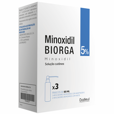 Biorga Minoxidil 5% kožní roztok, balení 60 ml x 3