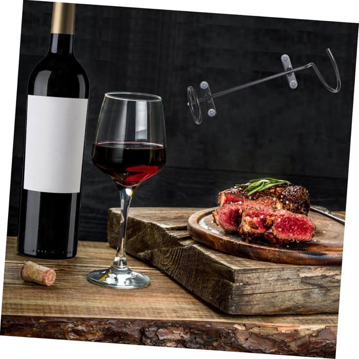 Botellero de pared de hierro negro para 6 botellas, juego de 6, almacenamiento estable para cocina/bar.