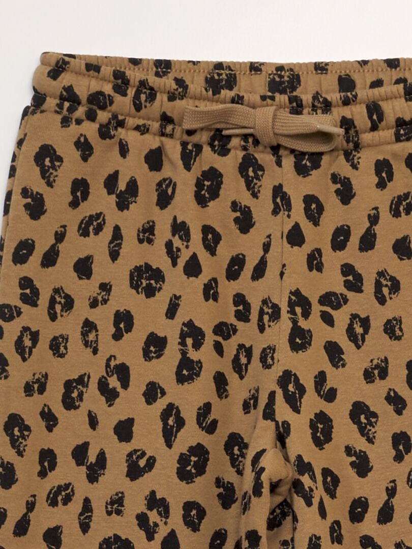 Calça de moletom com estampa de leopardo - MARROM