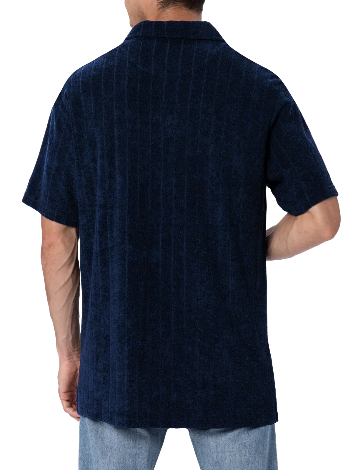Jeremy herenpolo van geribbeld blauw badstof