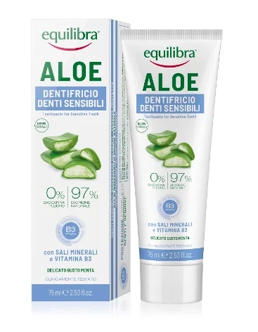Equilibra Aloë Vera Gel tandpasta voor gevoelige tanden 75 ml Zachte muntsmaak