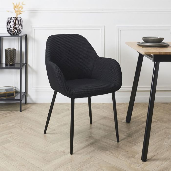 Juego de 2 sillas de comedor negras con tejido de malla texturizada 3D - ELECTRON