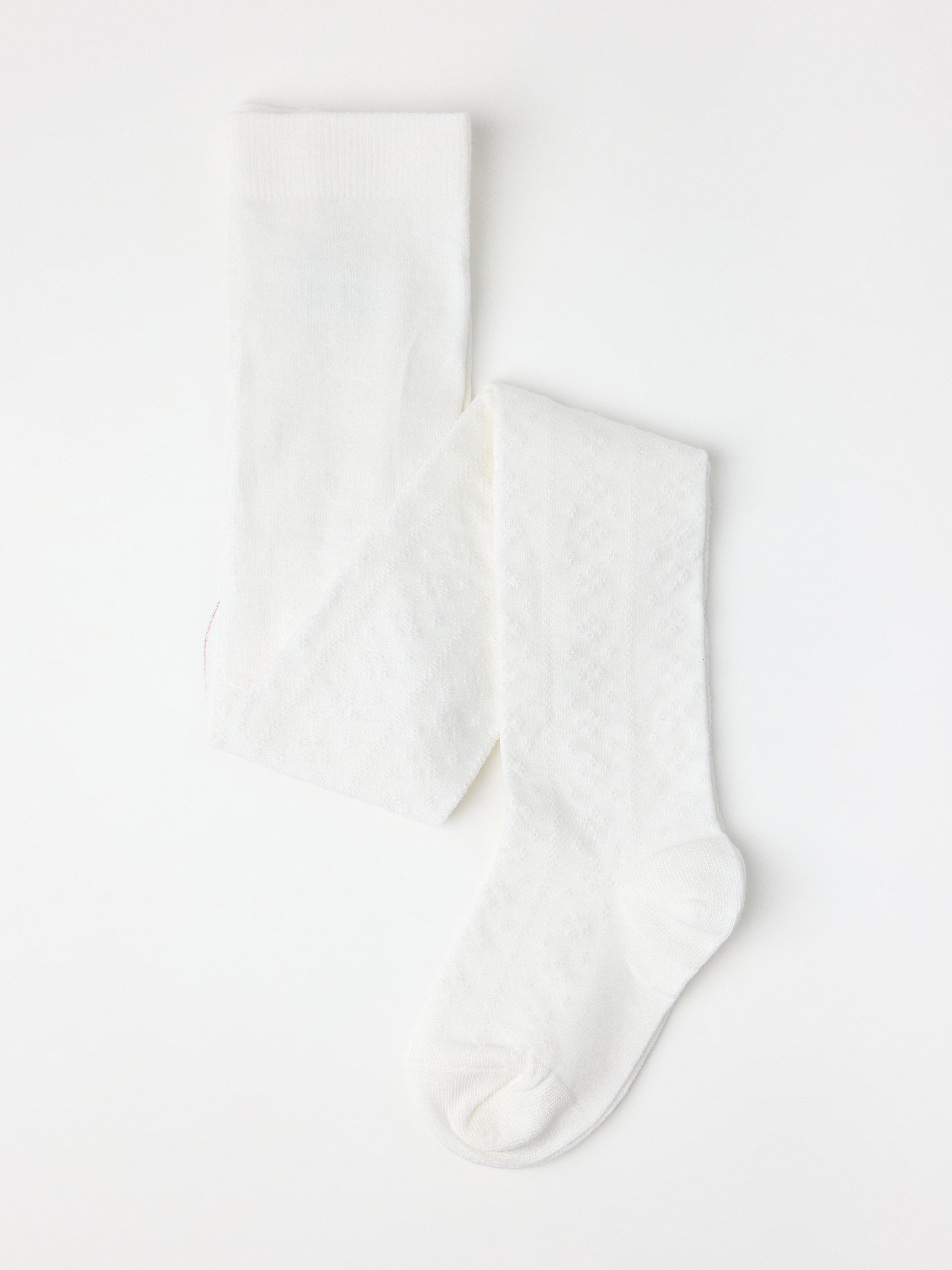 Punčocháče v pointelle barvě Light Dusty White