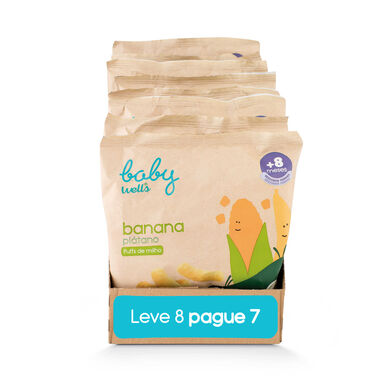 „Baby Wells“ kukurūzų ir bananų pūsti saldainiai taupymo pakuotėje, 8 x 20 g
