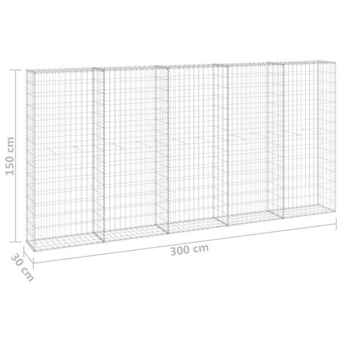 Gabion-seinä kansilla - VIDAXL - 300x30x150 cm - sinkittyä terästä - suuri kantavuus