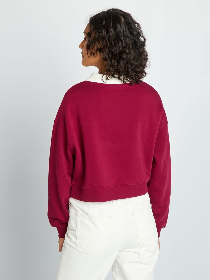 Moletom cropped estilo universitário - VERMELHO