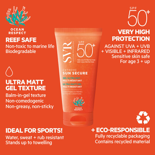 SVR SUN SECURE SPF50+ Extreme - Gel de protecție solară mată 50ml