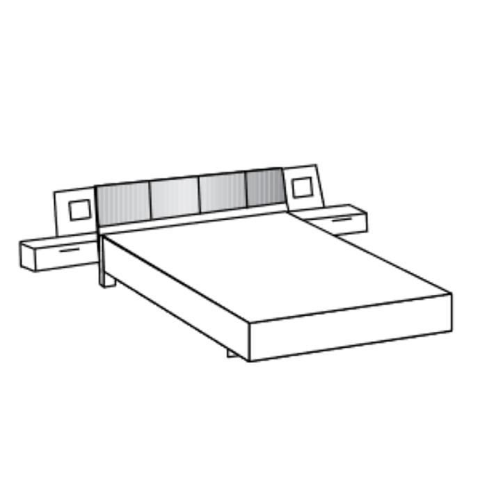 Letto matrimoniale king size (180 x 200 cm) + 2 comodini in grigio grafite - Lunghezza 289 x Profondità 210 x Altezza 92 cm