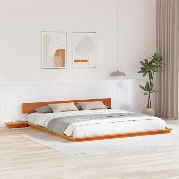 Cama doble CHIC para adultos - Estructura de cama de 200 x 200 cm, color marrón, madera #Sara83776