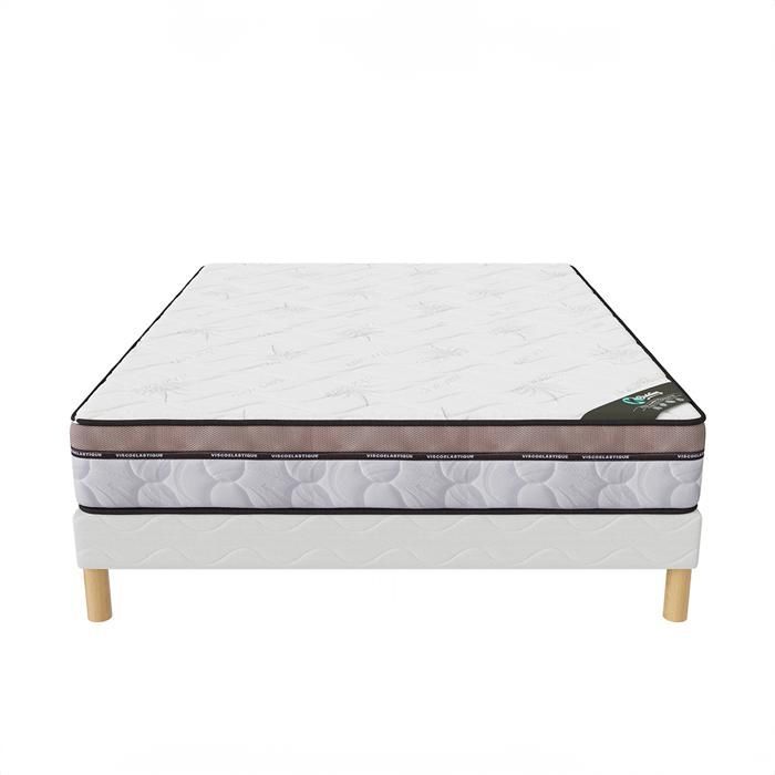 NATURA Bed Base + Mattress Set 160x200 cm | Height 22cm | Memory Foam | 3D Technology | Optimized Ventilation