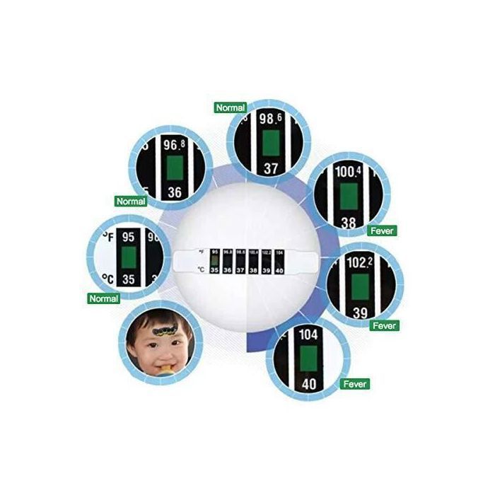 Paquete de 10 tiras termométricas reutilizables y flexibles para la frente de bebés y niños, marca YYV.