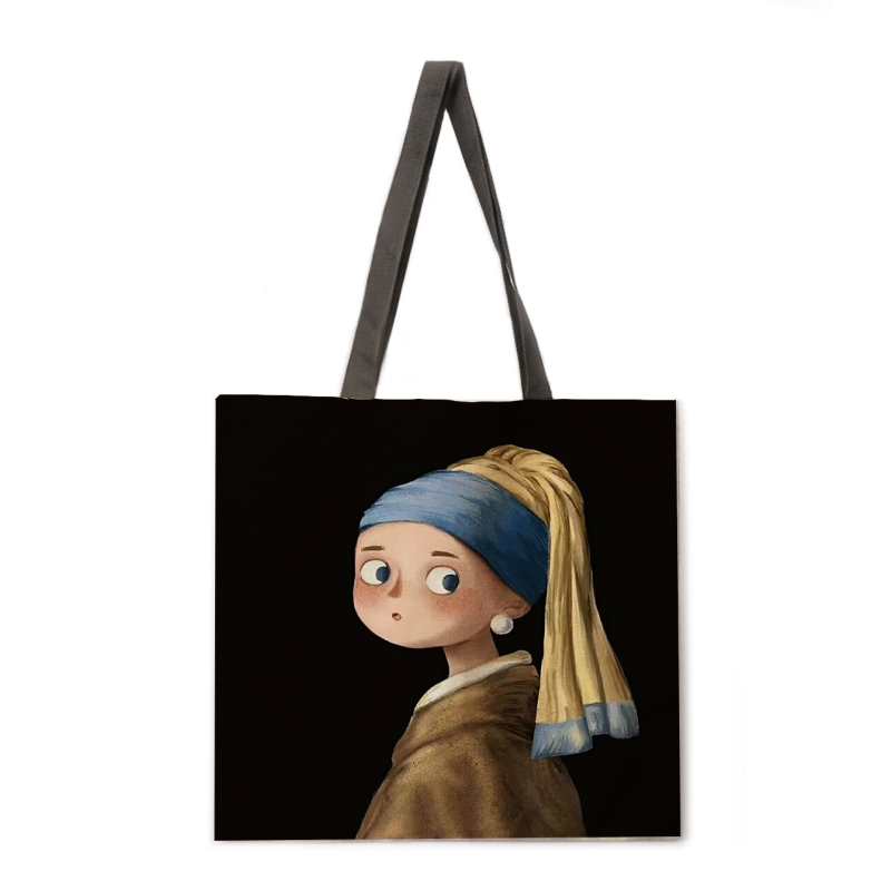 Per lo shopping, attività all'aperto, borsa con cartoni animati, pittura ad olio, borsetta da donna, borsetta per il tempo libero, borsa a tracolla da donna, borsa da spiaggia alla moda, borsetta da donna