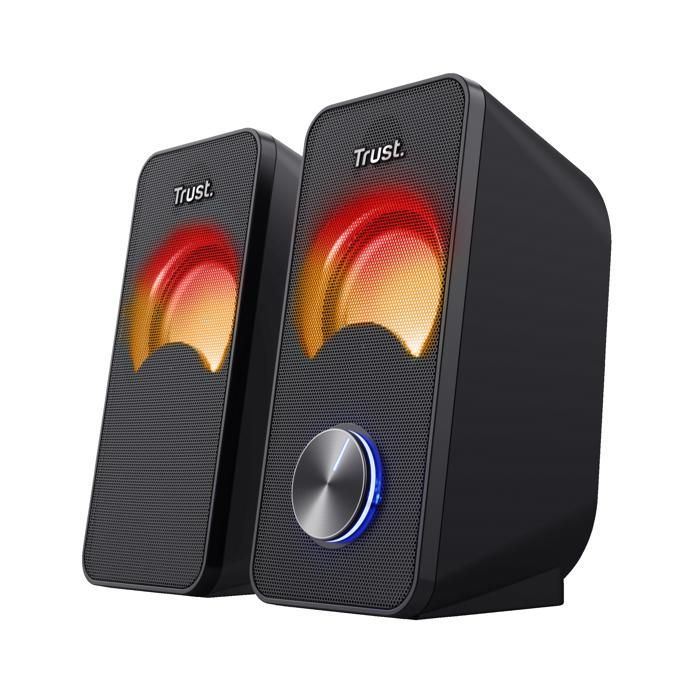 Altavoz para PC Trust Arys 2.0 con iluminación LED, 12 W (6 W RMS), conector de 3,5 mm, altavoz USB.