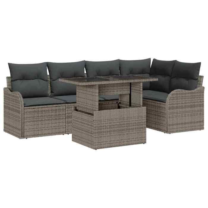 Ensemble Salle à Manger - vidaXL - Poly Rotin - Gris - 6 Personnes - Modulaire