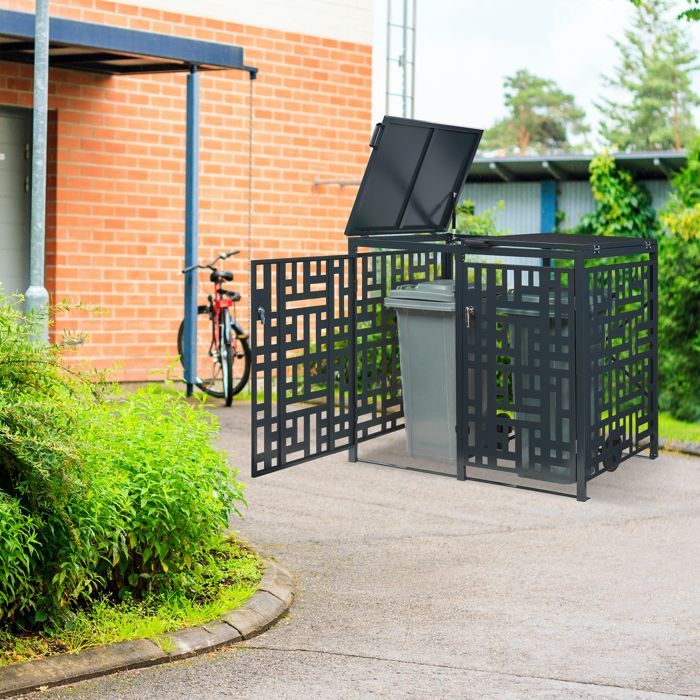 Cache-poubelle Bernalda pour 2 poubelles de 240 L acier galvanisé anthracite