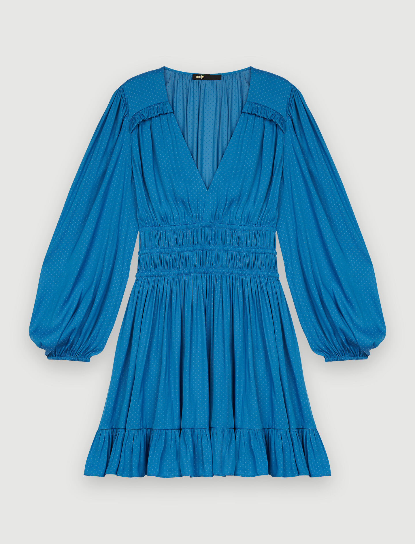 Rochie din satin cu volane - Albastră