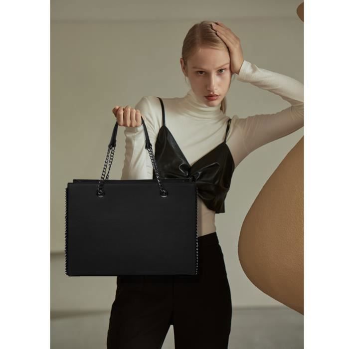 Double Tree Tote Bag - Black - A4 Size - Large XL - Synthetic
