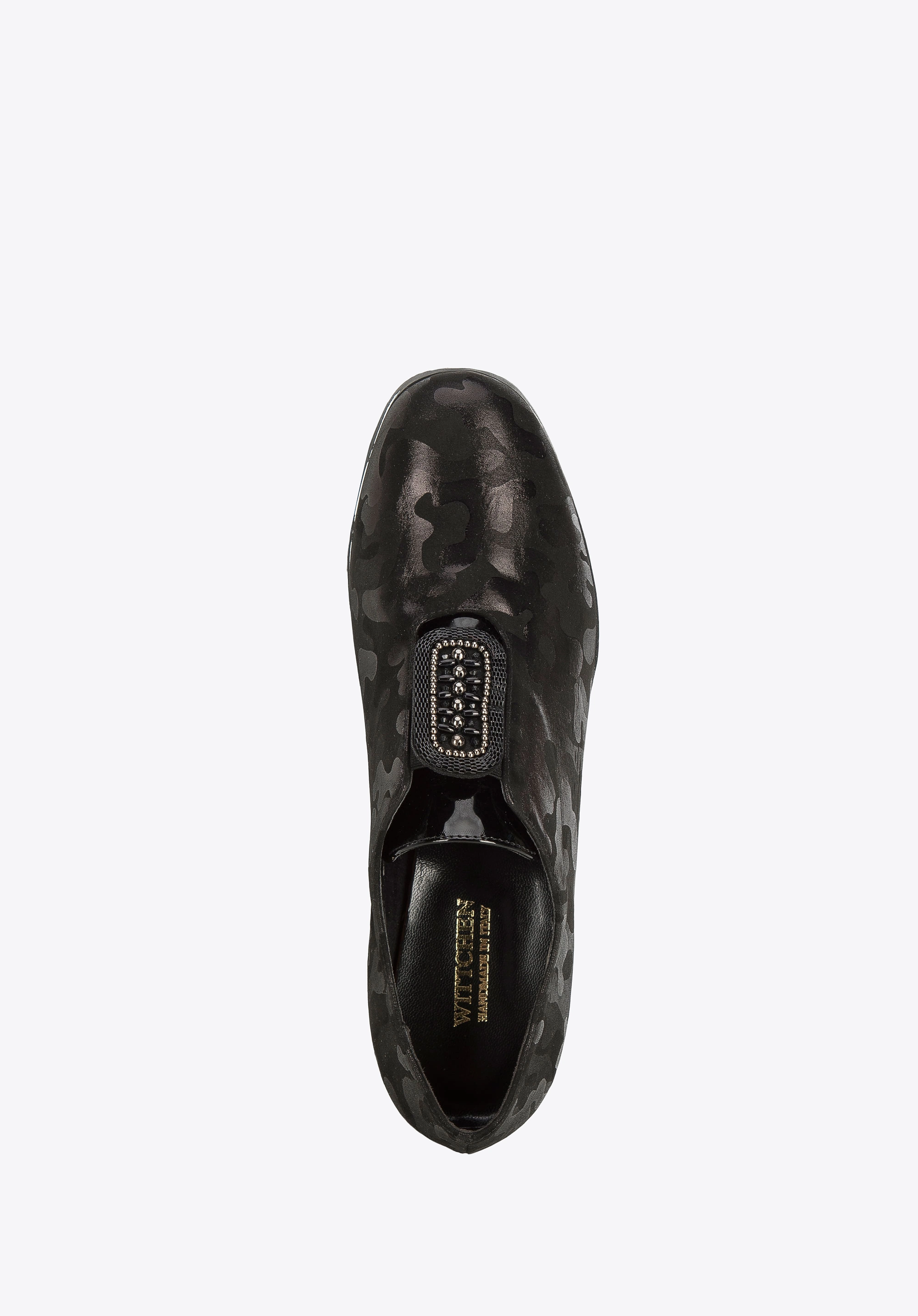 Damskie sneakersy metaliczne na platformie czarne