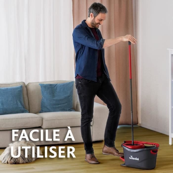 VILEDA Set Easywring clean balai + seau à essorage rotatif