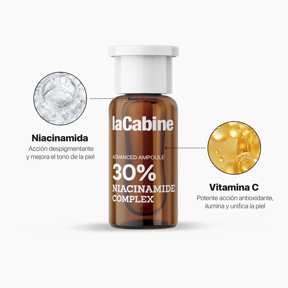 Pažangus „Ampolla“ 30 % niacinamido kompleksas su vitaminu C serumai