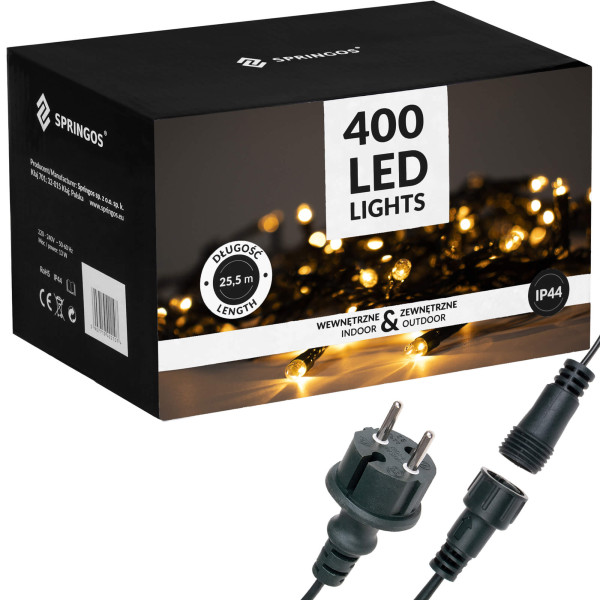 Lampki choinkowe 400 led biały ciepły 33,5 m oświetlenie IP44