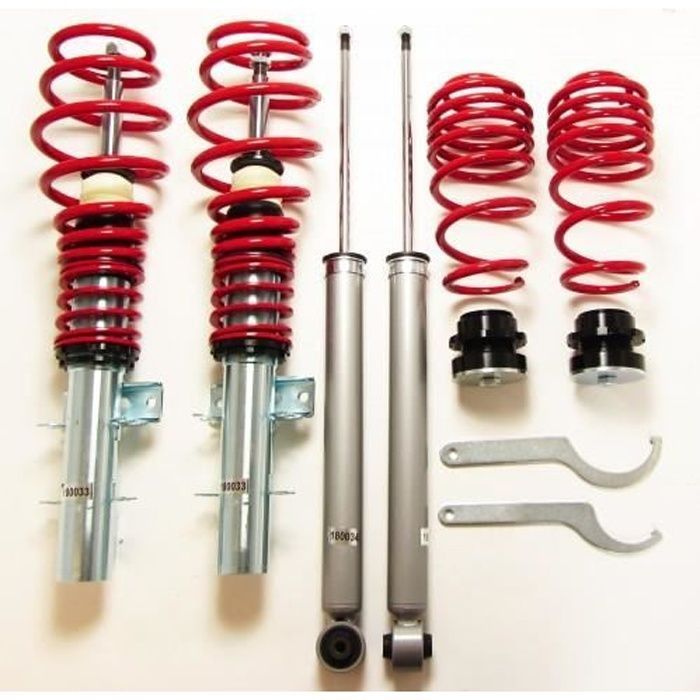 Kit de suspensión coilover JOM Redline para VW Polo 9N- 9N2- 9N3- Fox 5Z 1.2- 1.4- 1.6- 1.8T y 1.4 TDi- 1.9SDi- 1.9TDi, 4.02-09