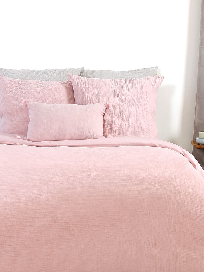 Juego de cama de gasa de algodón - rosa