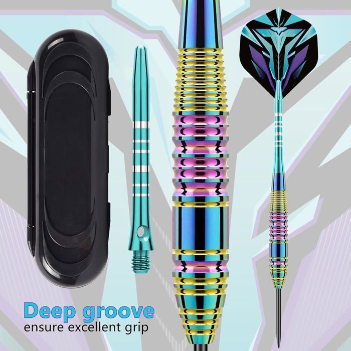 Professional Soft Tip Darts, Purple, 24g, 165mm, Aluminum, 3 Pieces with Carrying Case, for Target