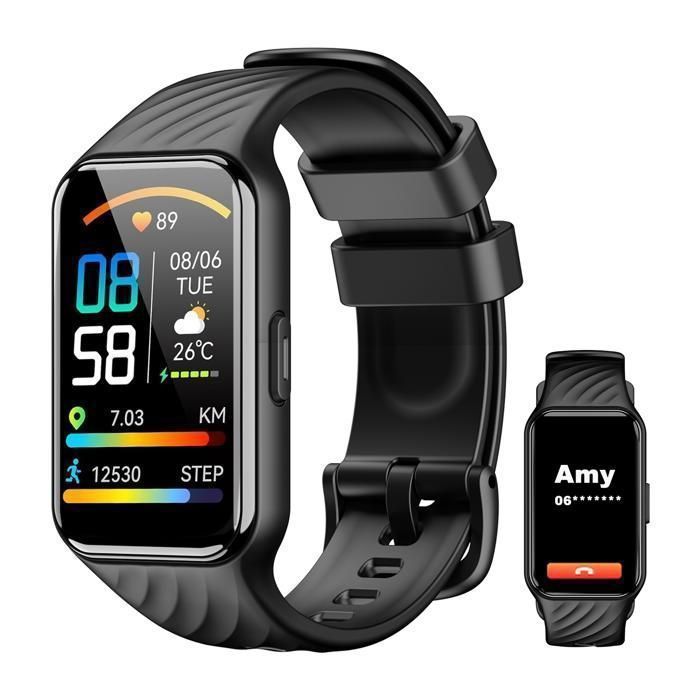 Blackview Montre Connectée Femme Homme avec Fréquence Cardiaque Sommeil Fitness Tracker 24 Modes Sportifs 2 Bracelets -Android iOS