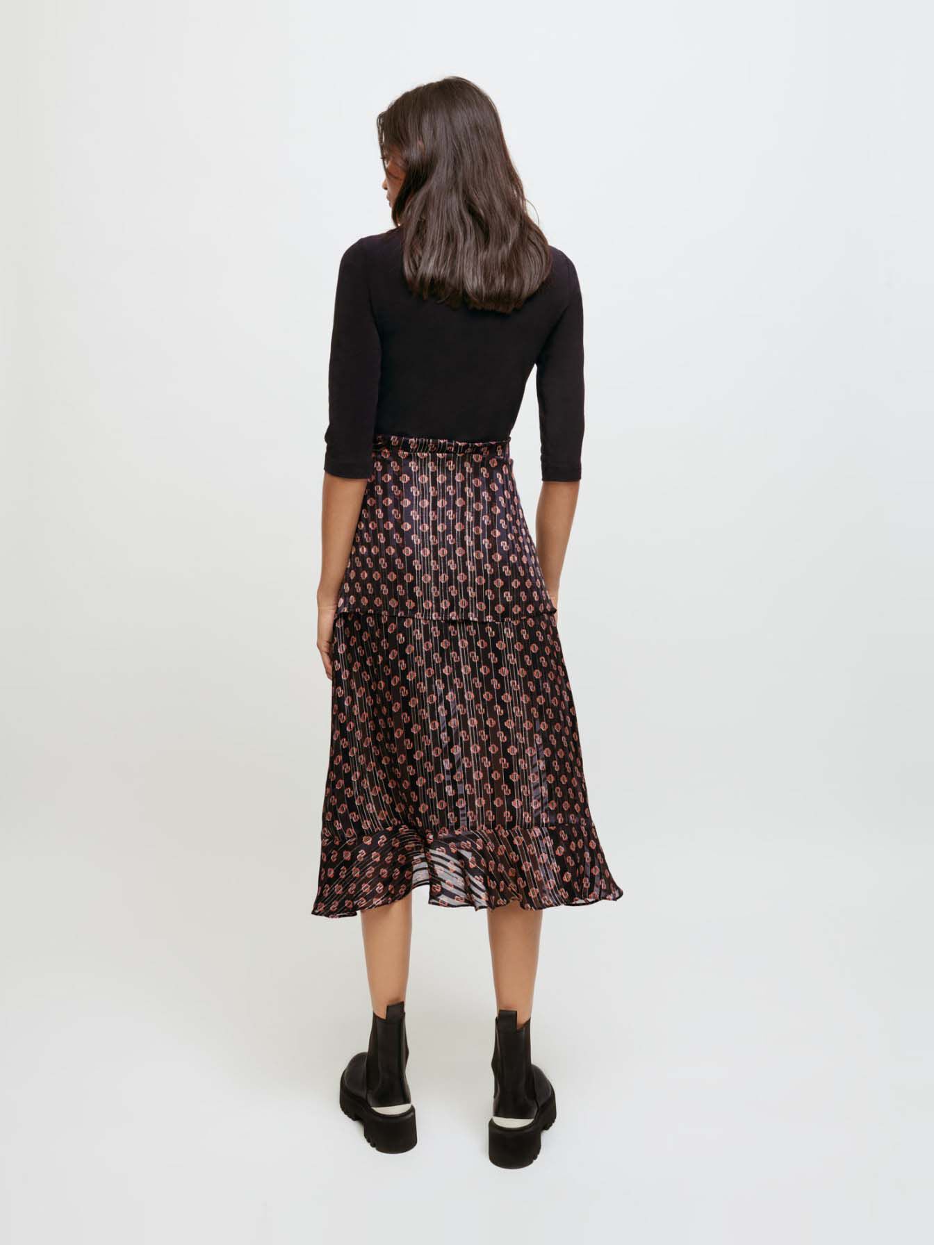 Trompe l'oeil jurk met Maje-Monogramme print M Noir petit