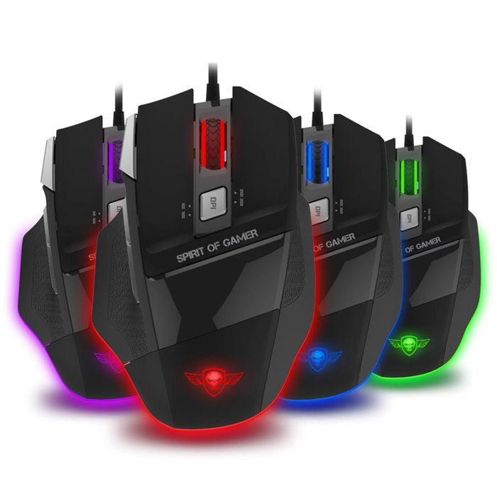 Pack clavier et souris gamer - SPIRIT OF GAMER - Pro-K5 - Clavier AZERTY semi-mécanique - RGB - Convertisseur multiconsole