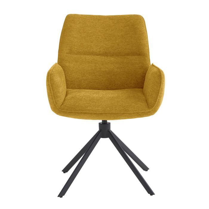 CARLOTTA - Set of 4 Swivel Dining Chairs, Yellow Fabric