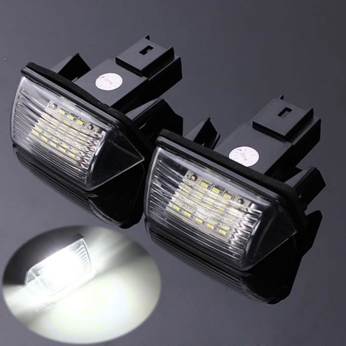 2 luzes de LED para placa de matrícula para Peugeot 206 207 308 407 306 Citroën