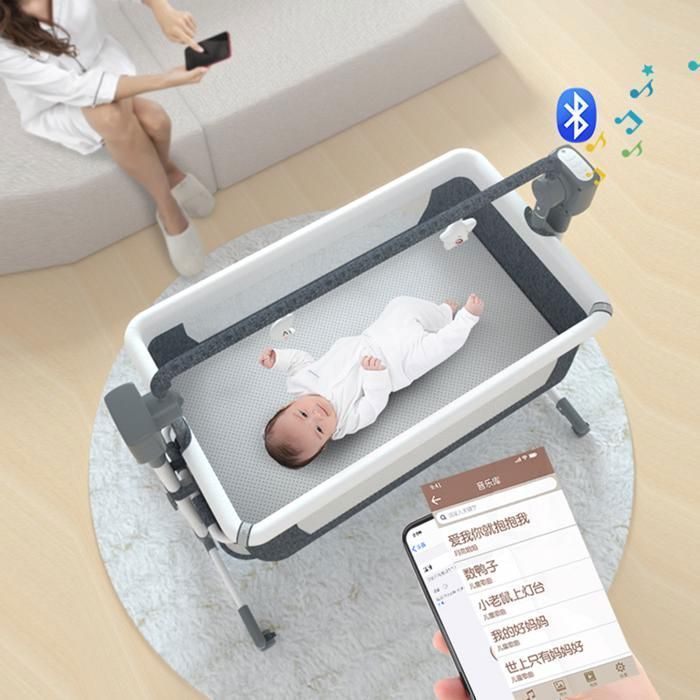 Magic ZC - Lit bebe Berceau électrique - Lit cododo multifonctionnel, Bluetooth avec musique, Balançoire à 5 vitesses - Beige