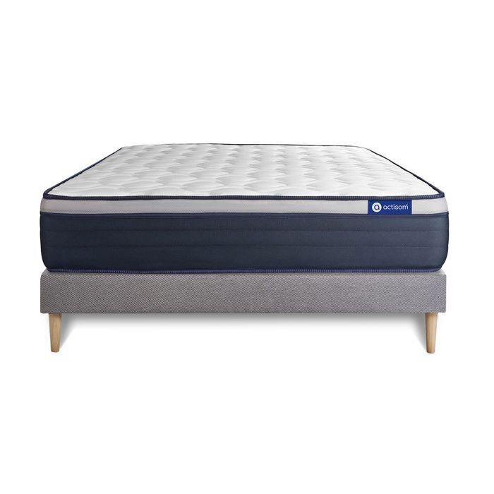 Conjunto de colchón y base de cama de 140x190 cm - Base de cama gris (requiere montaje) - Actilatex Max