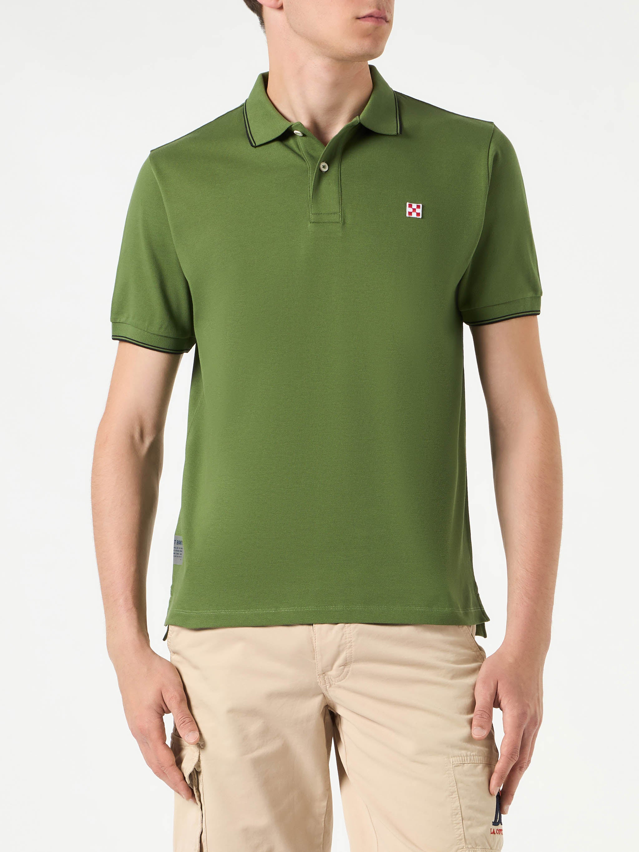 Militairgroene piqué poloshirt met St. Barth-ruitlogo.