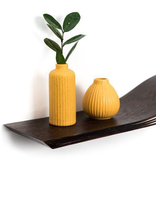 Etagère murale design - EWART WOODS - En bois wengé 93 cm - moderne flottante ondulé