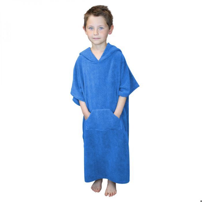 Serviette poncho de bain ou de plage avec poche - Enfant - Bleu - Vivezen