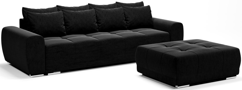 Kanapa rozkładana sofa z funkcją spania   pojemnik do salonu Dakota czarna