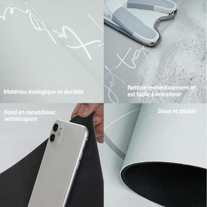 Tapis de sol - Antidérapant - Gris - 45x120 cm - Cuir technique - Absorbant eau et huile