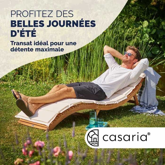 CASARIA® Chaise longue bois d'acacia certifié FSC® pliable valise ergonomique ajustable chaise longue de jardin en bois
