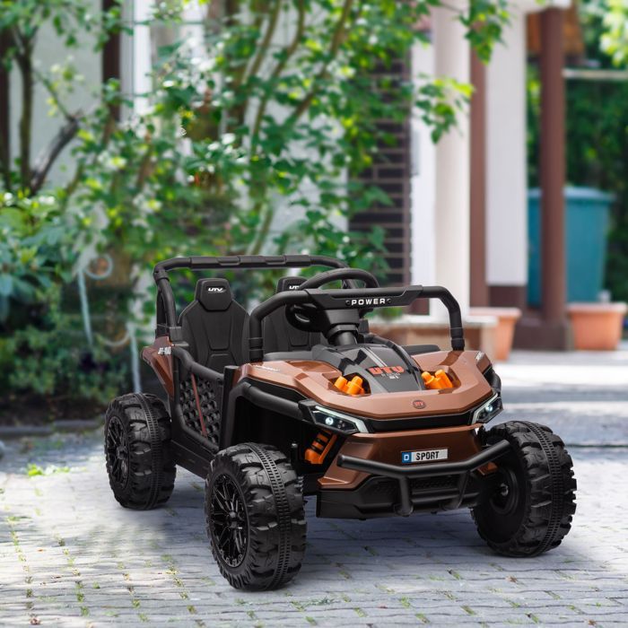 AIYAPLAY elektrische buggy voor kinderen - 2,4 GHz afstandsbediening - 2 x 12V motoren - 2 snelheden - Voor kinderen van 3-5 jaar - Bruin