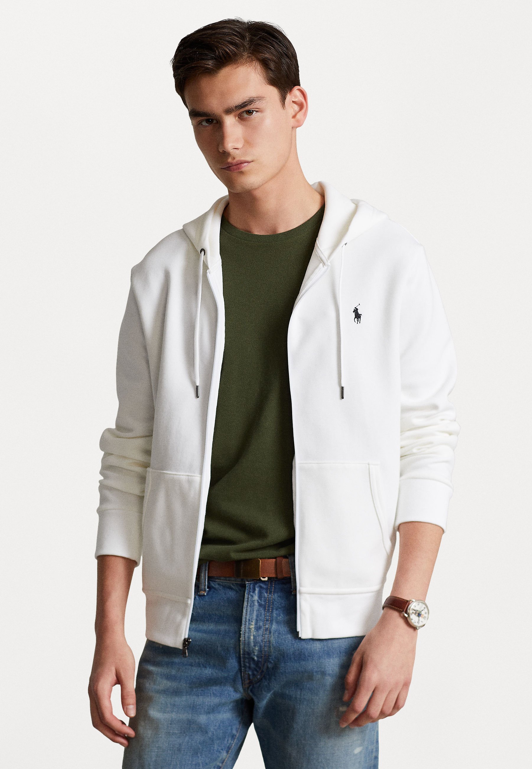 Polo Ralph Lauren FULL ZIP HOODIE - Bluza z zamkiem błyskawicznym - biała