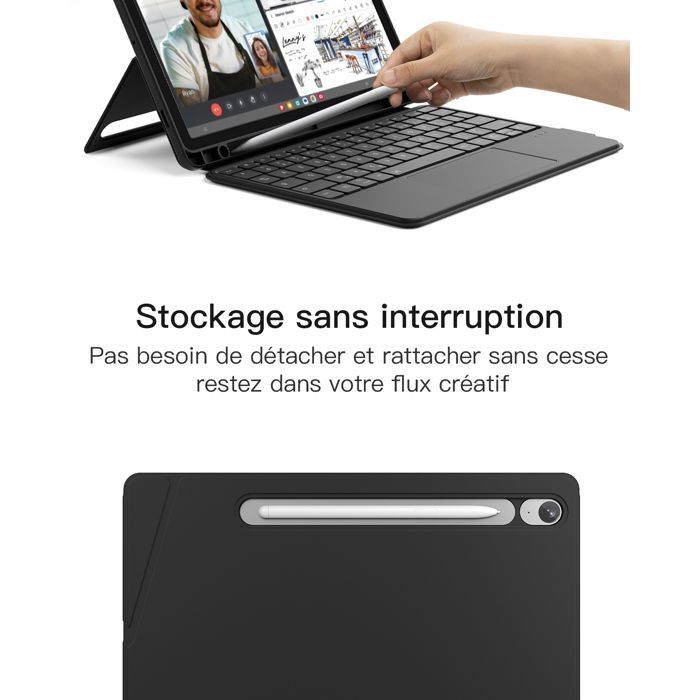 Inateck Keyboard Case for Samsung Galaxy Tab S10 Lite/S10 FE/S9 FE/S9, Portrait/Landscape, Detachable, with Touchpad, AZERTY