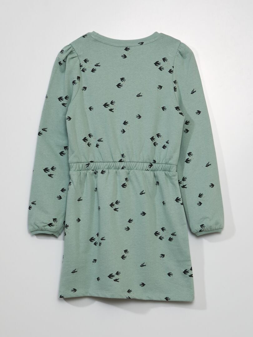 Vestido moletom estampado e ajustado - AZUL