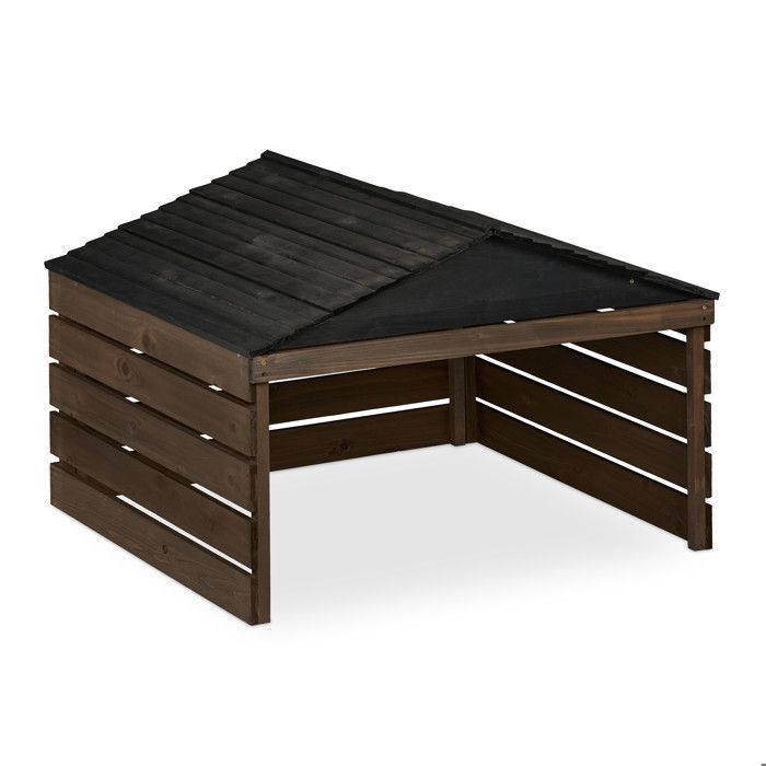 Garage Relaxdays per robot tagliaerba, realizzato in legno di abete, H x L x P: circa 52,5 x 79 x 74 cm, marrone e nero
