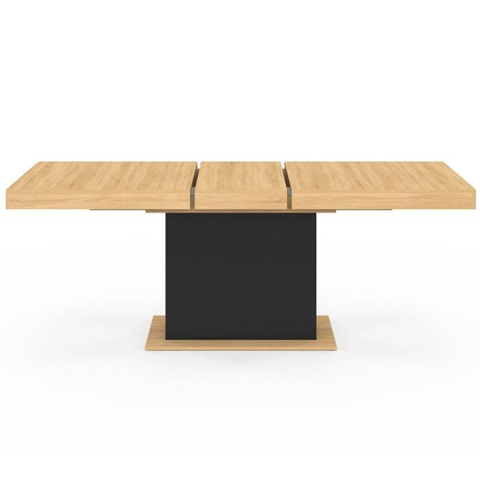 Mesa de comedor rectangular extensible - IDMARKET - EDEN - Madera y negro - 6-10 personas - 160-200 cm