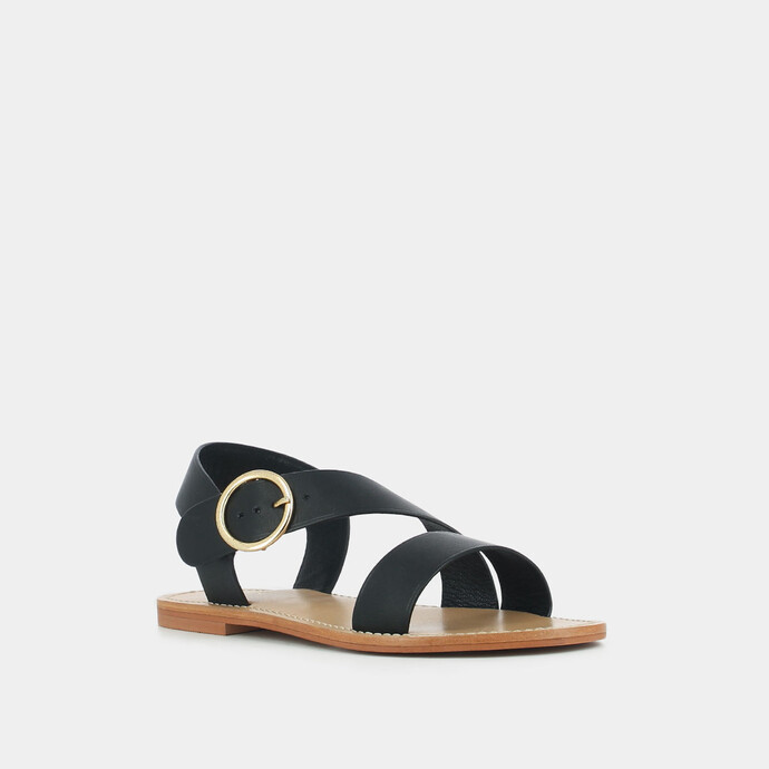 Sandales asymétriques  en cuir noir