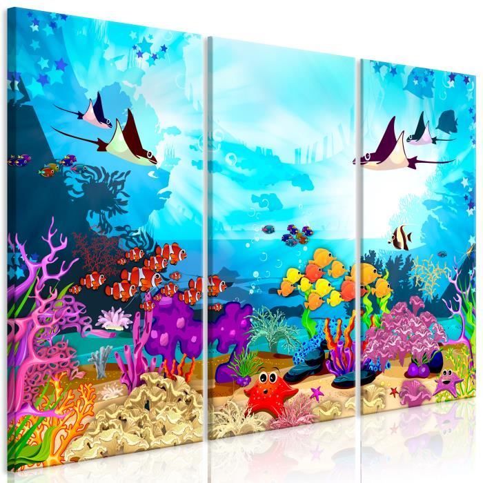 Cuadro infantil de diversión submarina (3 piezas) 90x60 cm - Cuadro decorativo