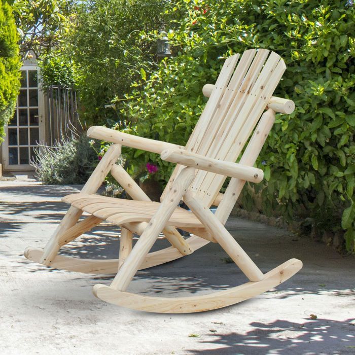 Sedia da giardino Adirondack - Outsunny - stile neo-retrò, seduta e schienale ergonomici - legno di pino - naturale